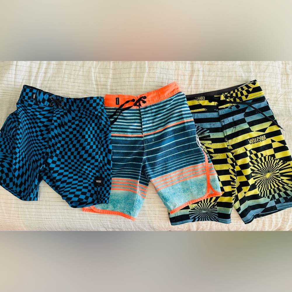 Boys board shorts swim shorts - Volcom, Hurley and Vans (set)